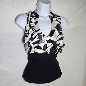 Y2K vintage ruffle bust satin sleeveless blouse